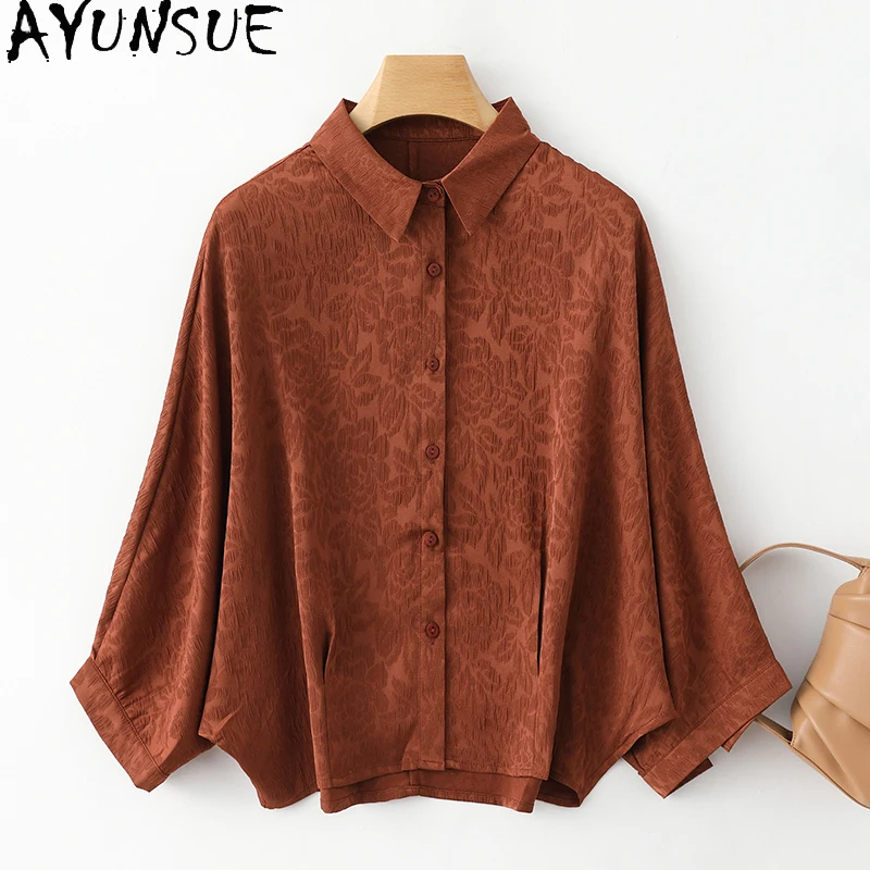 AYUNSUE 92% Genuine Mulberry Silk Womens Shirts High Quality Women Summer Clothes New Temperament Shirt 2024 Tops топ женский