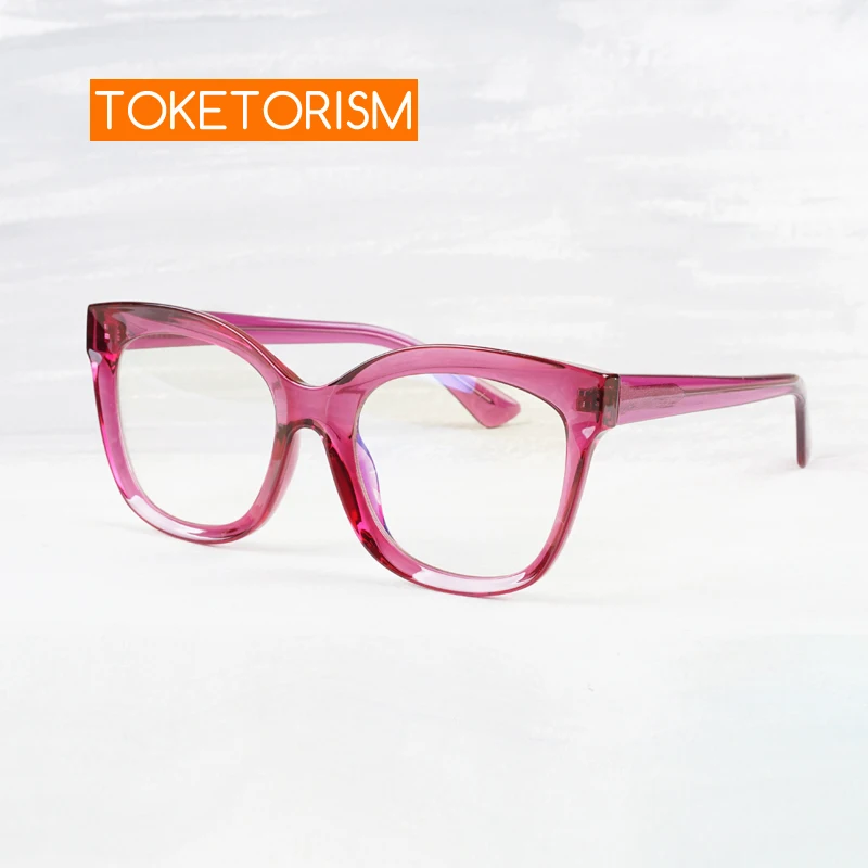 Toketorism Oversized Women's Glasses Blue Light Blocking Square Eyewear Optical Spectacle Eyeglasses Frames 1012