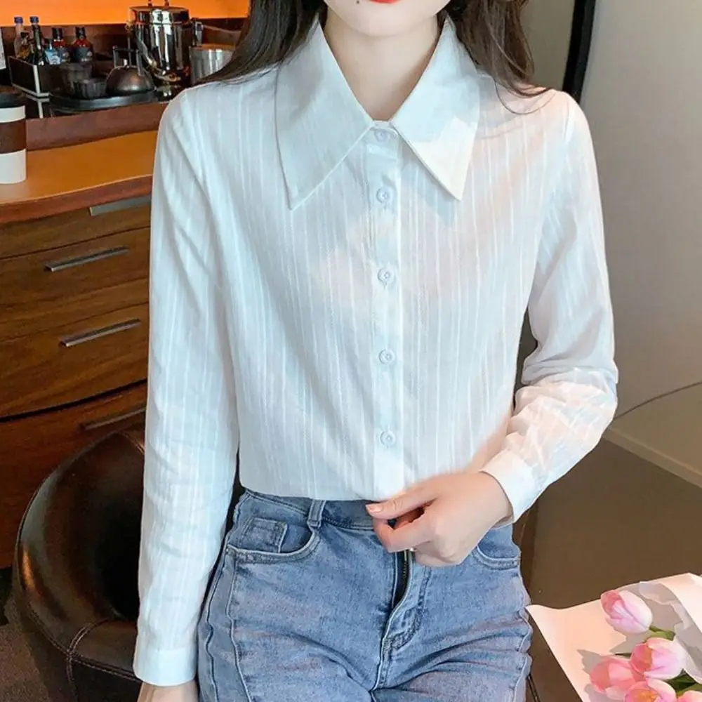 Camisa de tira dulce, blusa holgada informal de manga larga, protección solar, camisa con botones para primavera, verano y otoño para mujer y niña