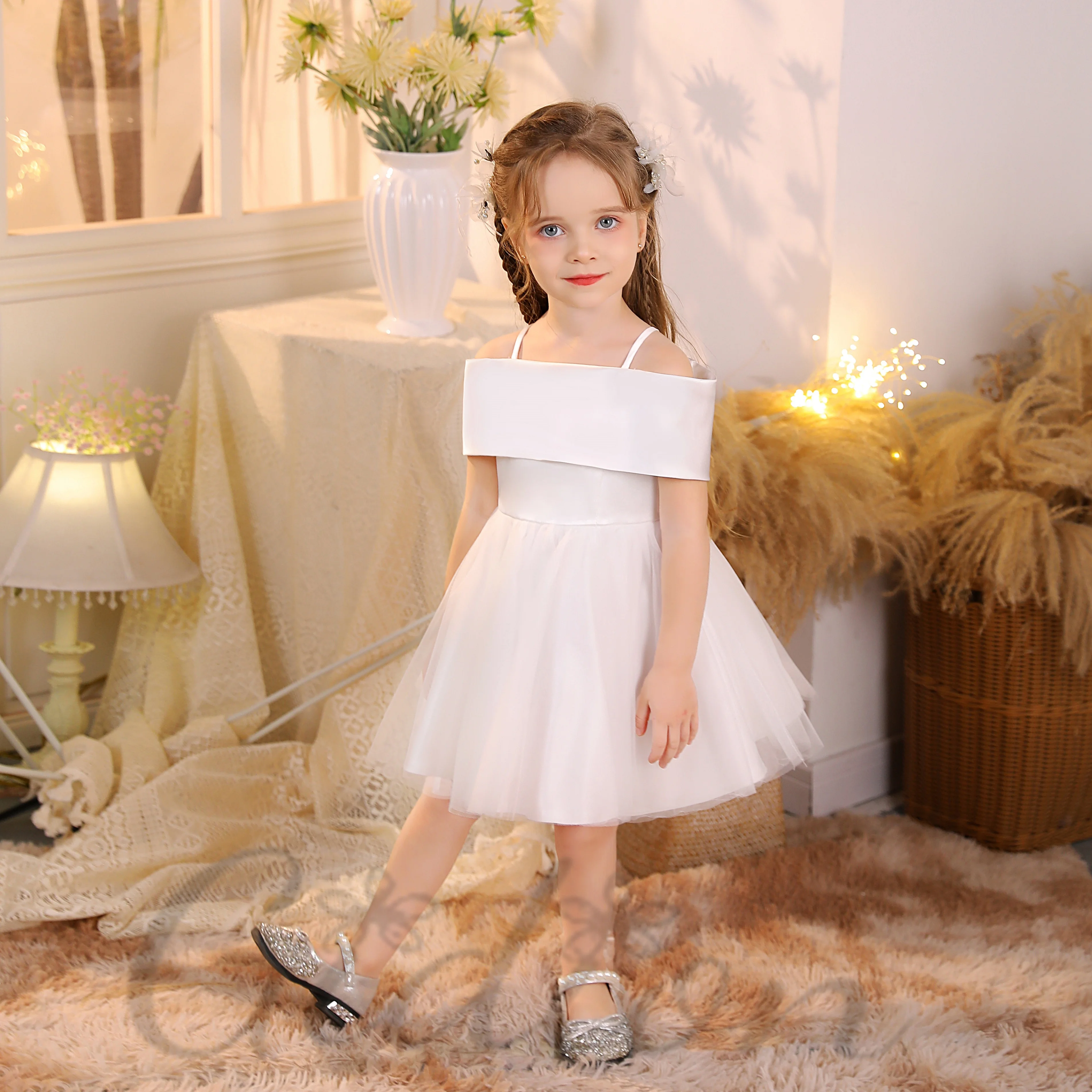 

Princess Flower Girl Dress Wedding Festivity Celebration Prom Night Show Banquet Pageant Event Birthday Evening Party For Kids