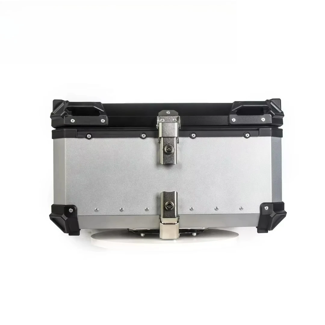 65L silver aluminum alloy motorcycle helmet box trunk top box luggage storage installation bracket travel essentials