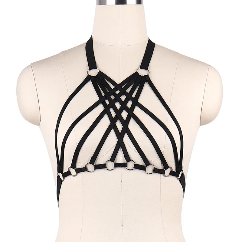 

Black Women Sexy Lingerie Harness Bra Strap Suspender Belt Bondage Harness Body Cage Goth Body Harness Bra