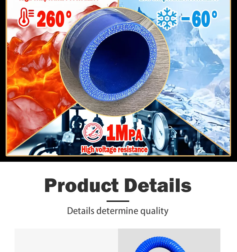 Black corrugated silicone hose for intake applications