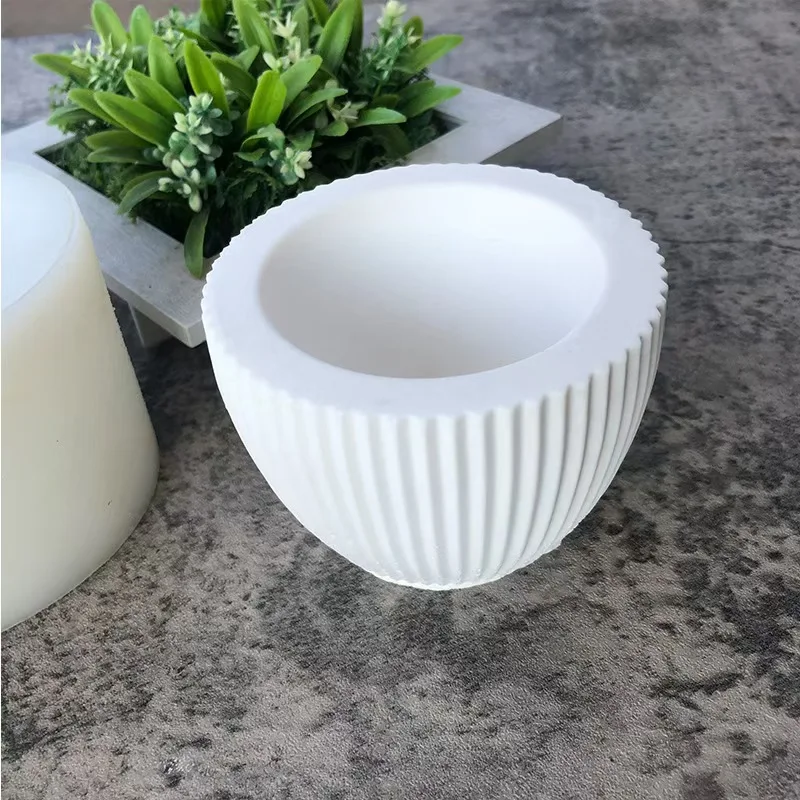 Striped Aromatherapy Candle Cup Storage Silicone Mold DIY Cement Gypsum Pouring Resin Mold Home Holiday Crafts Ornaments