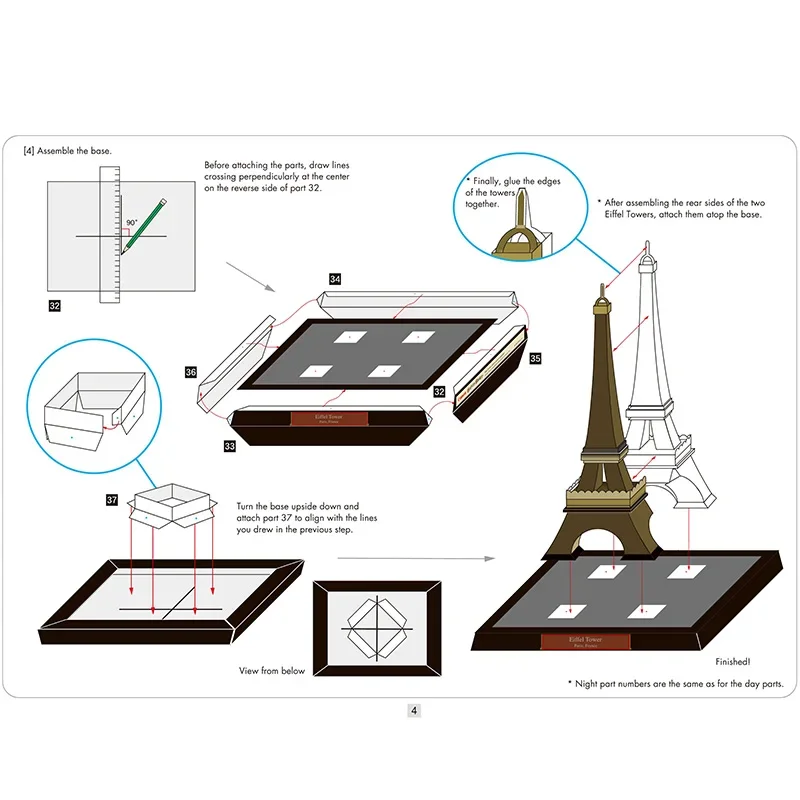 França torre eiffel noite 3d modelo de papel arquitetura papercraft diy arte origami construção adolescentes adulto artesanal brinquedos QD-151