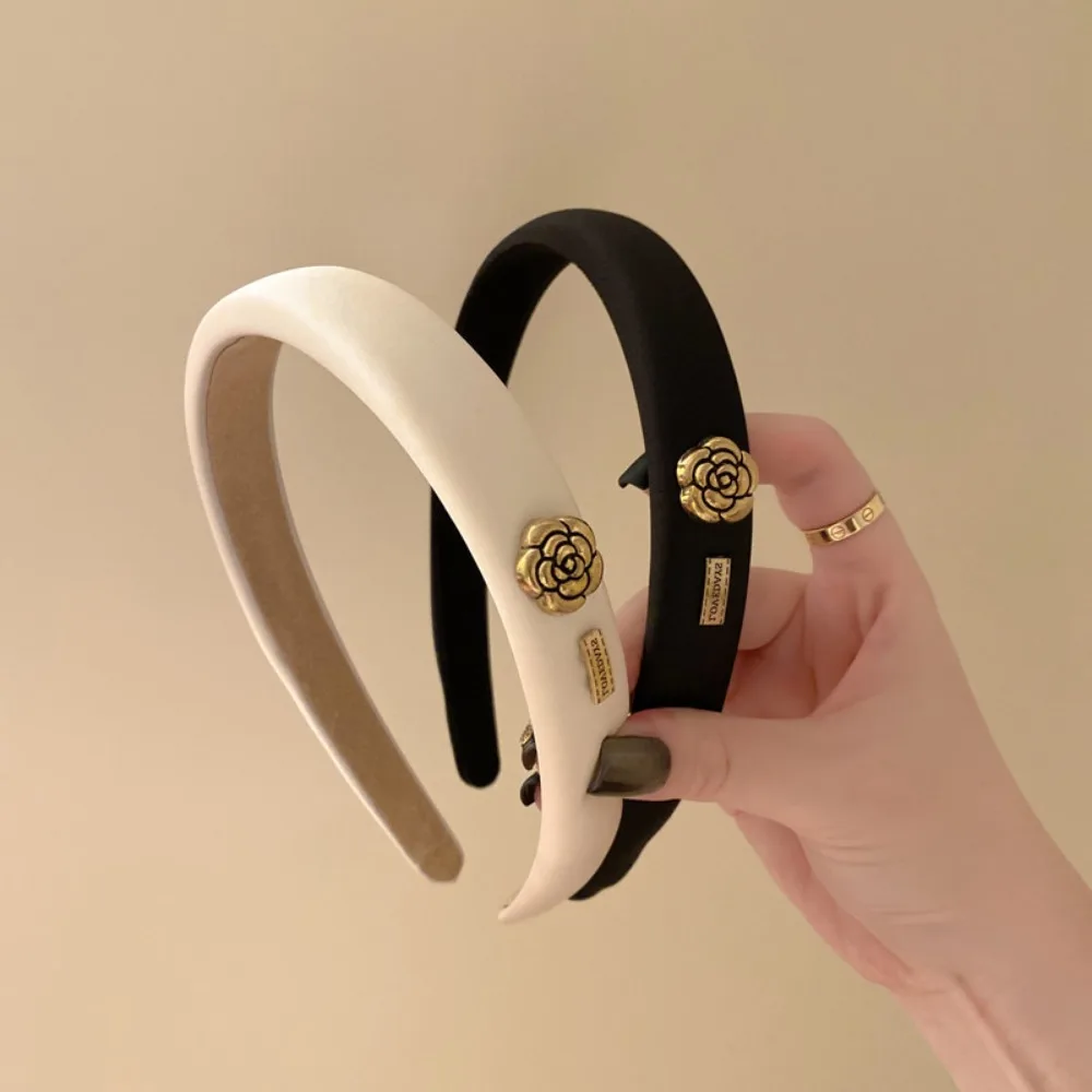

1/2PCS New Small Fragrant Wind Camellia Headband for Women Elegant Fashion Girl Retro Sponge Hair Band Hair Accessories