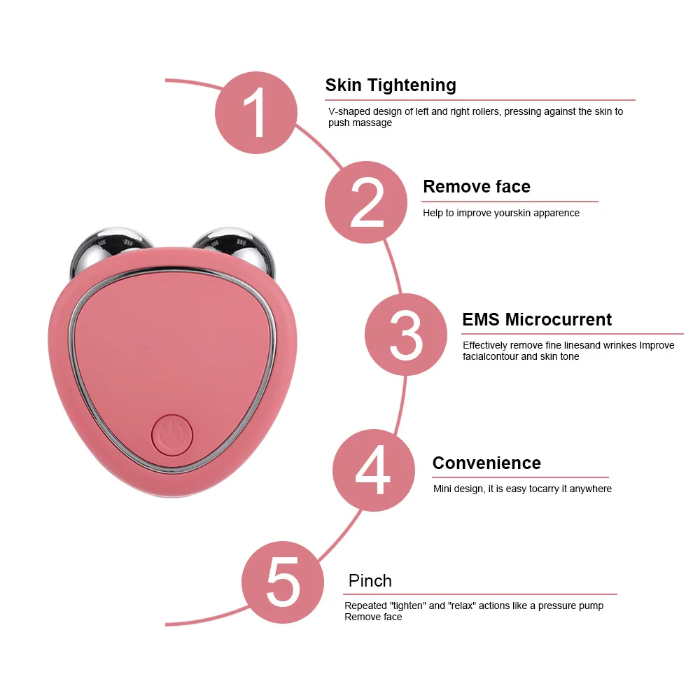 EMS Face Lifter V-Shaped Microcurrent Roller Anti-Wrinkle Face Slimming Vibration Massager Facial Beauty Instrument Portable