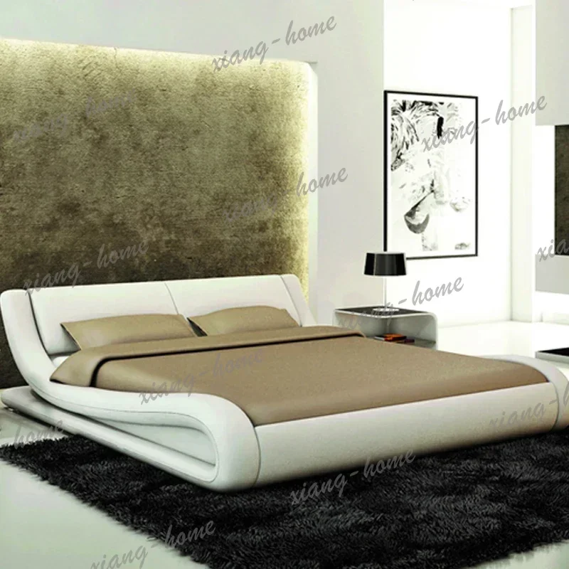 LJY Bedroom Furniture Luxury Leather Double Bed Headboard150 X 200 Frame Queen Decoration Double Bed Twin Lit Modern Cama De Cas