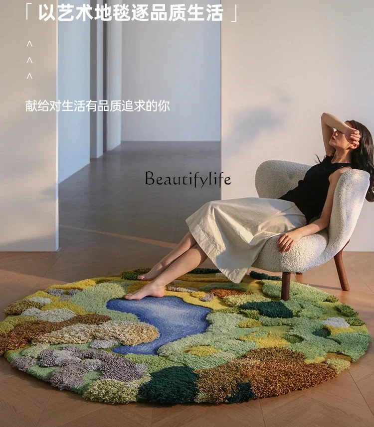 02ls 18 -*Light luxury moss blanket wool round bedside blanket artistic and handmade can be customized
