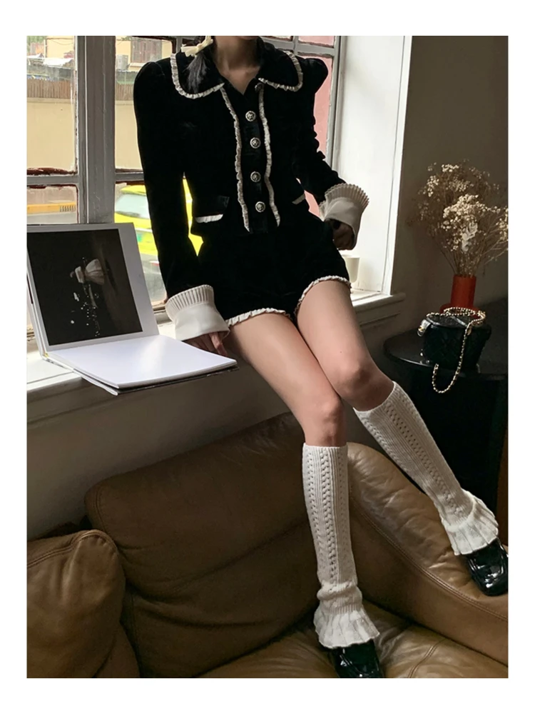 Tube Socks Women'sLeg Shaping Hollow-out Weave Knitted Socks Simple Personality Fashionable Horn Leg Protector Spring and Autumn