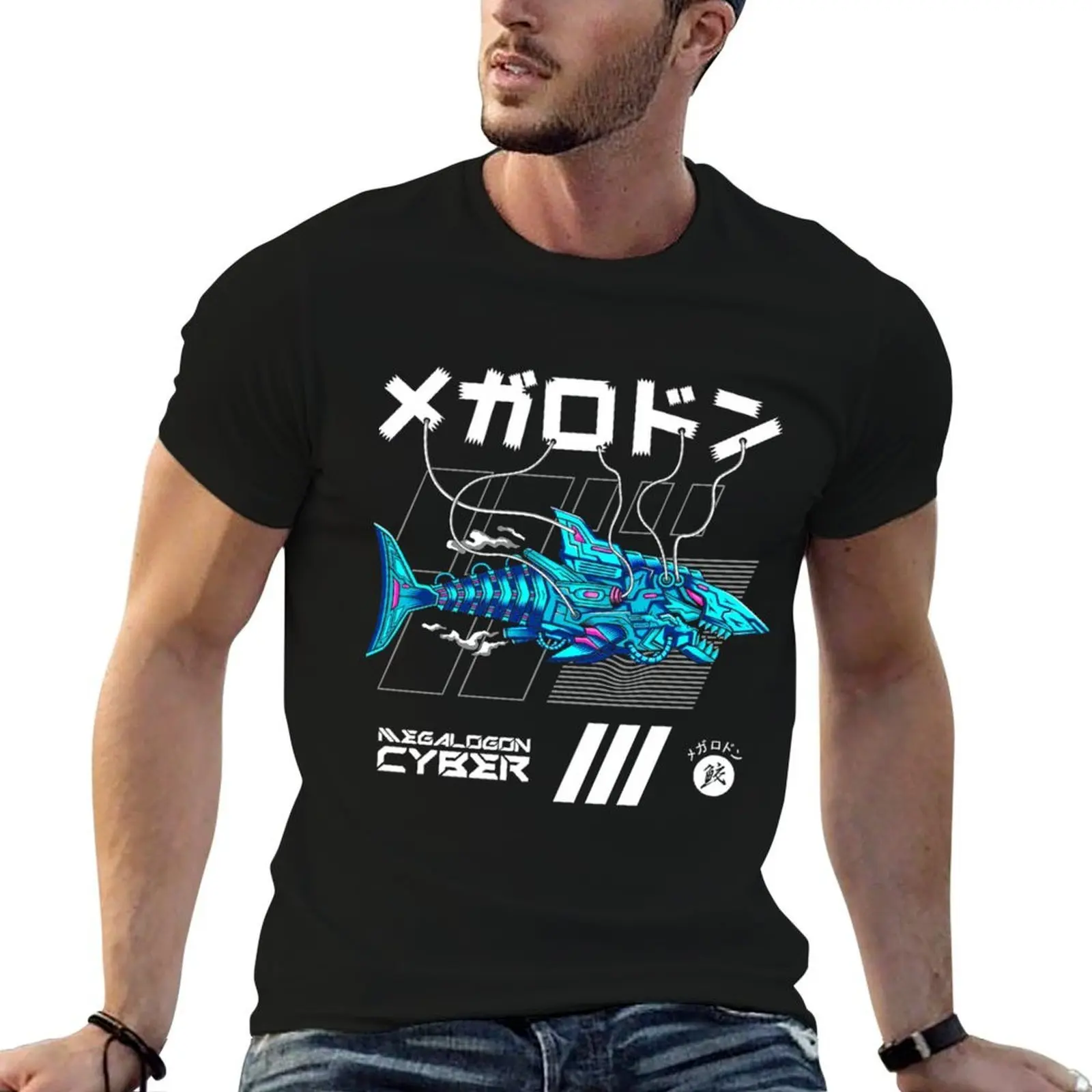

Megalodon Cyborg T-Shirt printed t shirts for man man tshirt t shirt custom print T-shirt