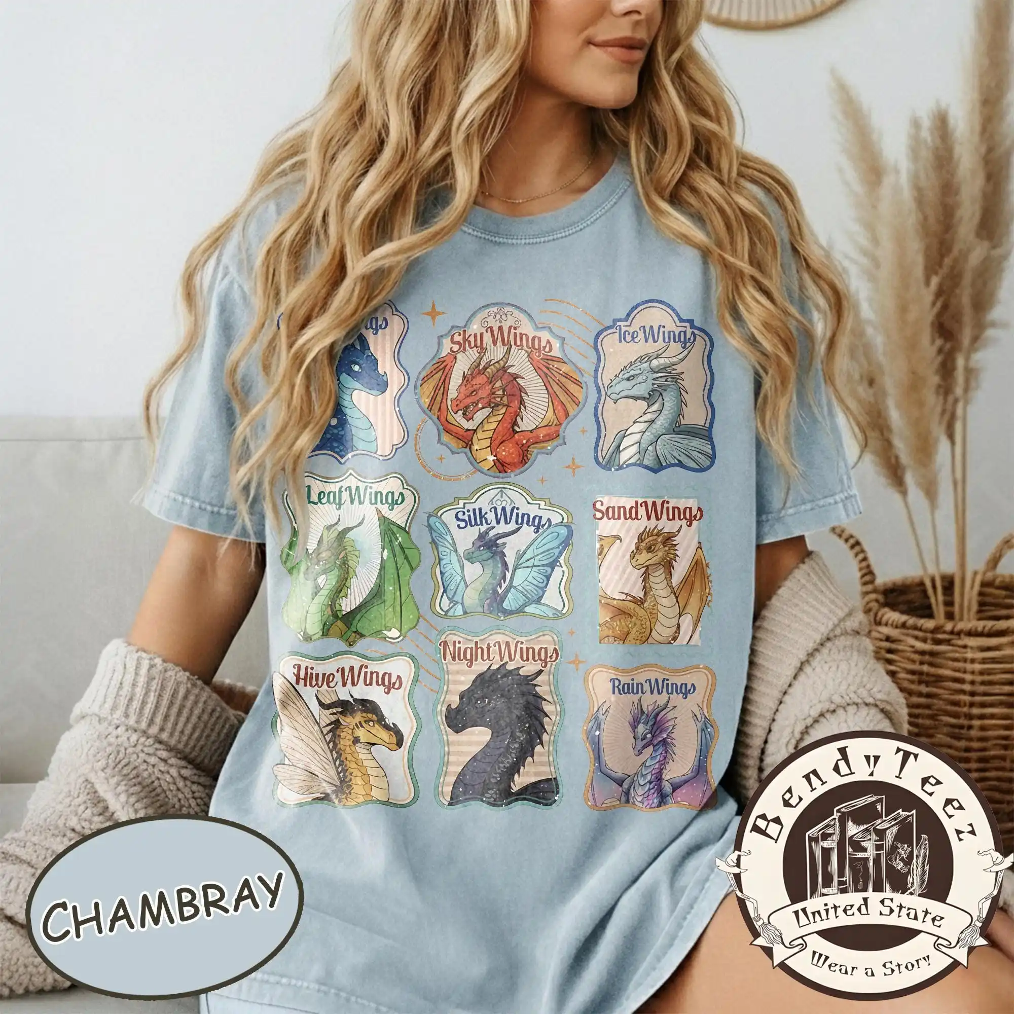 Vintage Wings of Fire Dragon Shirt, Dragon Tribes Stamps Tee, SeaWings SkyWings SandWings, Aesthetic Bookish Tee T-shirt
