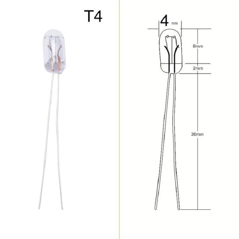 10Pcs T4 14V 1.4W Automobile Instrument Audio Gear Bulb Indicator Lamp T1 Transparent Glass The Dashboard Yellow Light