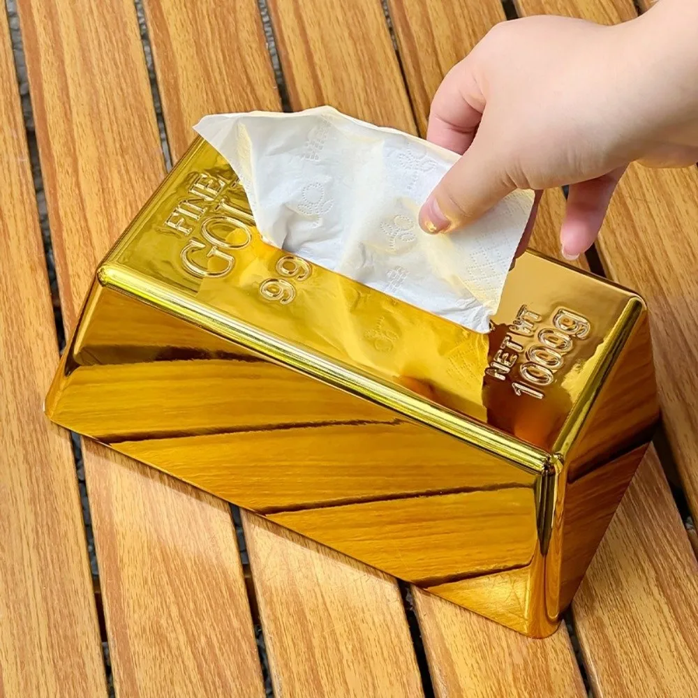 

Modern Luxury Desktop Paper Box Plastic Golden Octagonal Napkin Holder Decorative Tissue Dispenser Dining Table