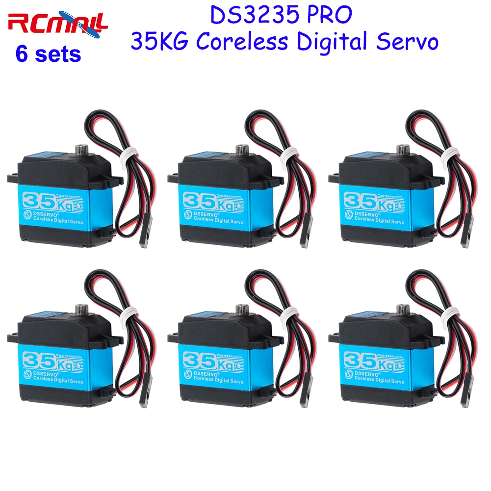 

6 Sets DS3235 PRO 35KG Coreless Digital Servo Metal Robotic Servo Motor 180/270 Degree IP66 with 25T Servo Arm Servos for Robot