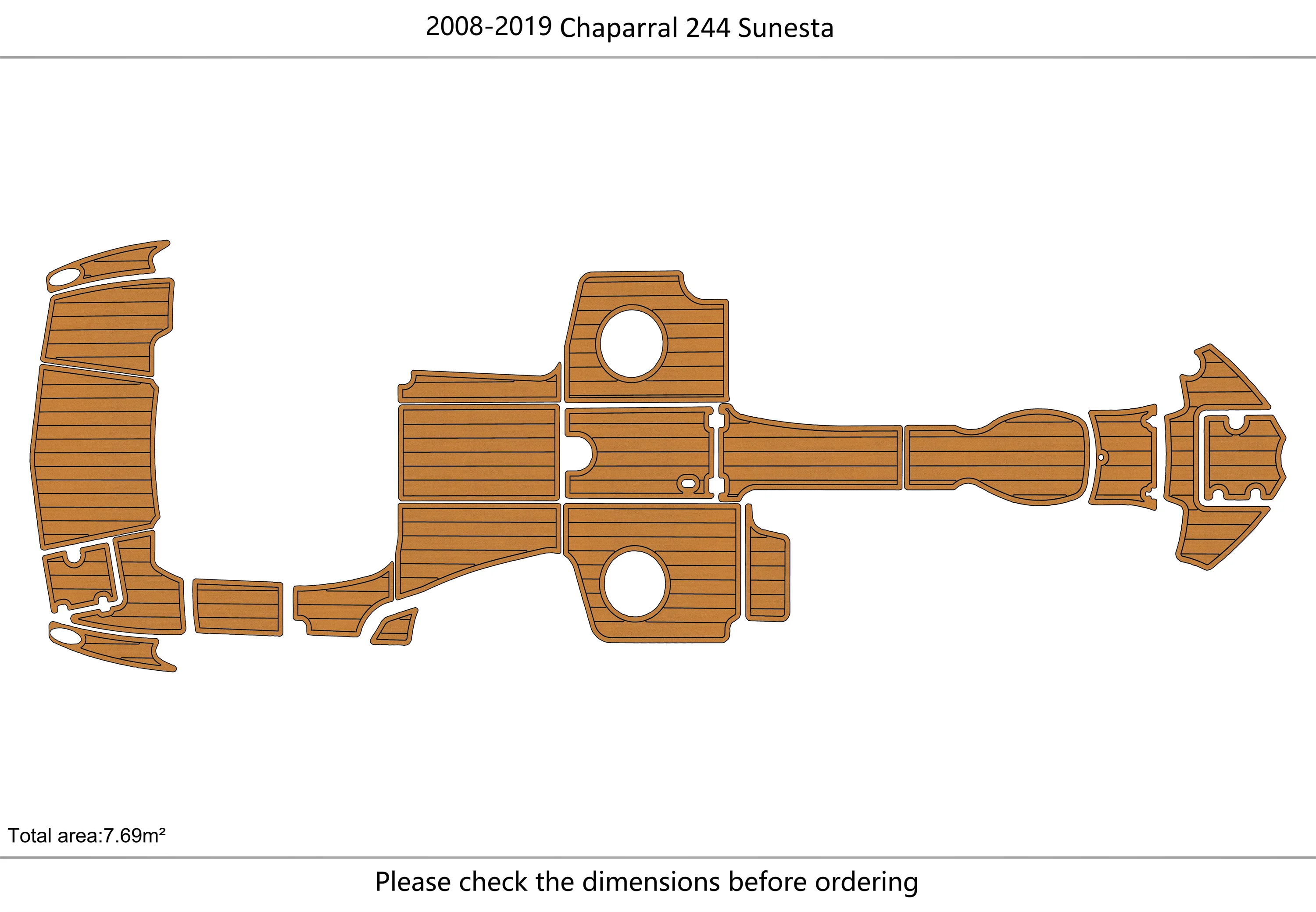 Eva foam Fuax teak seadek marine floor For 2008-2019 Chaparral 244 Sunesta Cockpit Swim platform bow 1/4