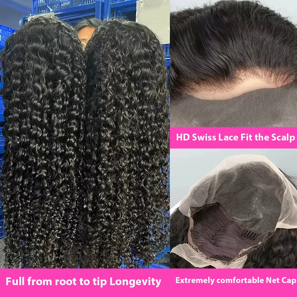 13x4 HD Water Wave Human Hair Wig 40 Inches 13x6 Pre Plucked Lace Frontal Wig Human Hair  5x5 Glueless Curly Lace Front Wig Deep Wave Hair Brazilian On Sale view 6