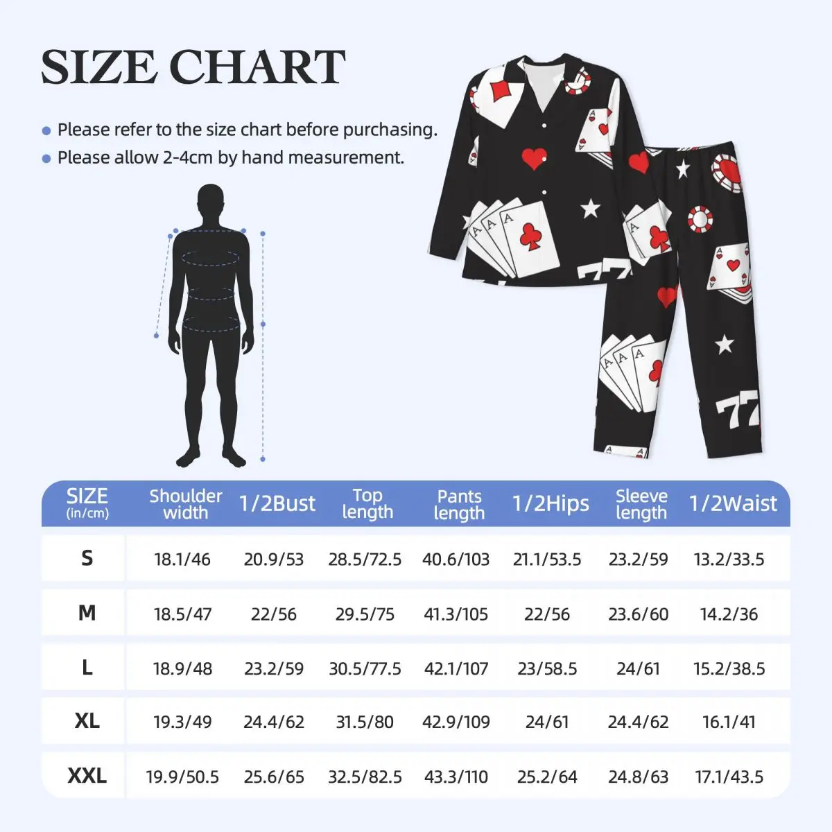 Men Pajamas Set of Autumn Winter Long-Sleeved Game Icons Cards Home Clothing Sleepwear 2PCS/Set