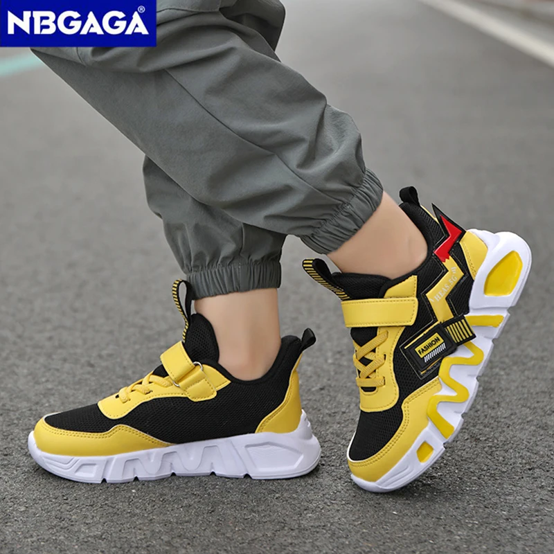 Cartoon Children's Sneakers Kids Fashion Boys Non-slip Casual Shoes Outdoor Breathable Student Walking Running Sneaker Yellow image 4
