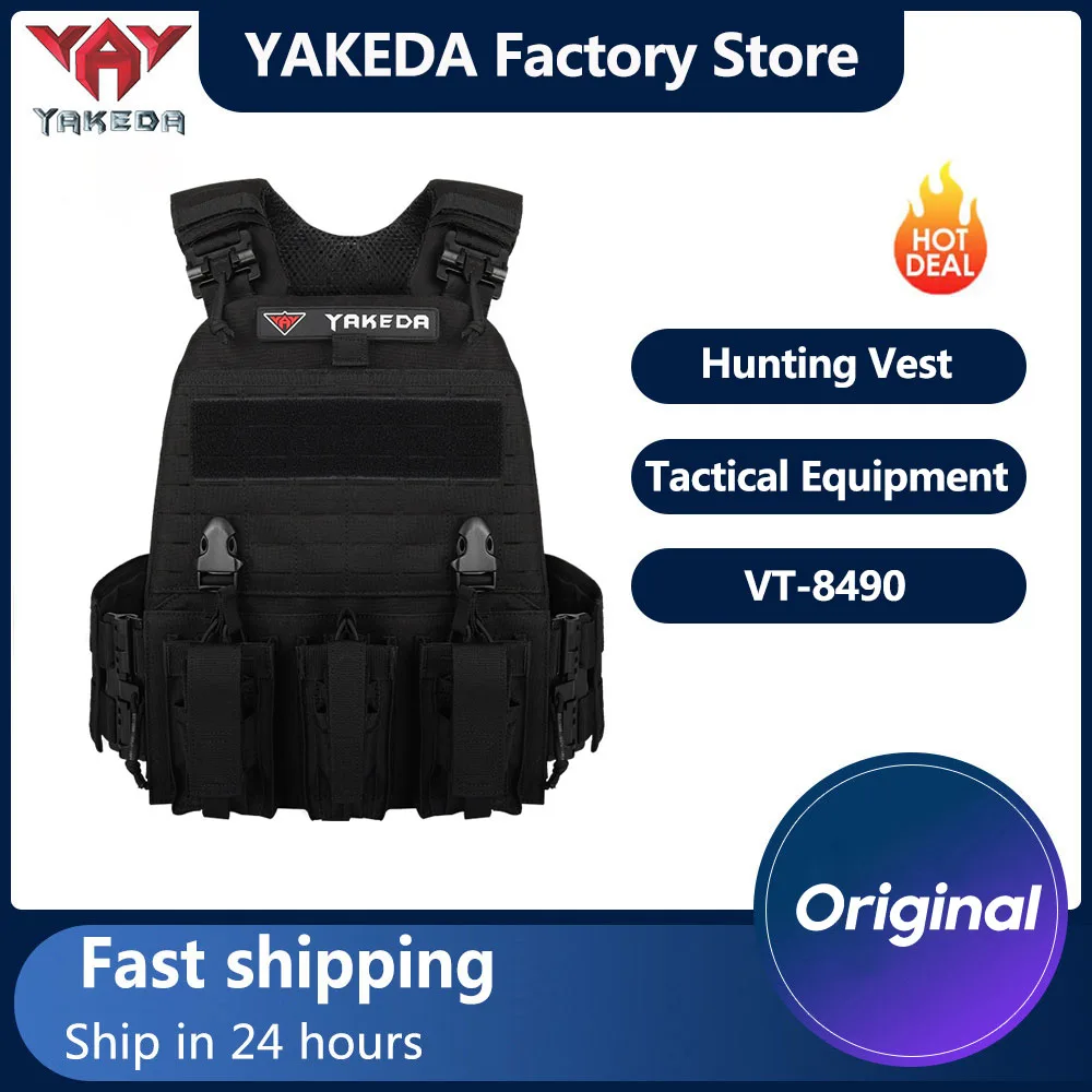 YAKEDA Tactical Vest Training Quick Release Vest Nylon Multi-functional Molle External Vest VT-8490 Outdoor Hunting Vest