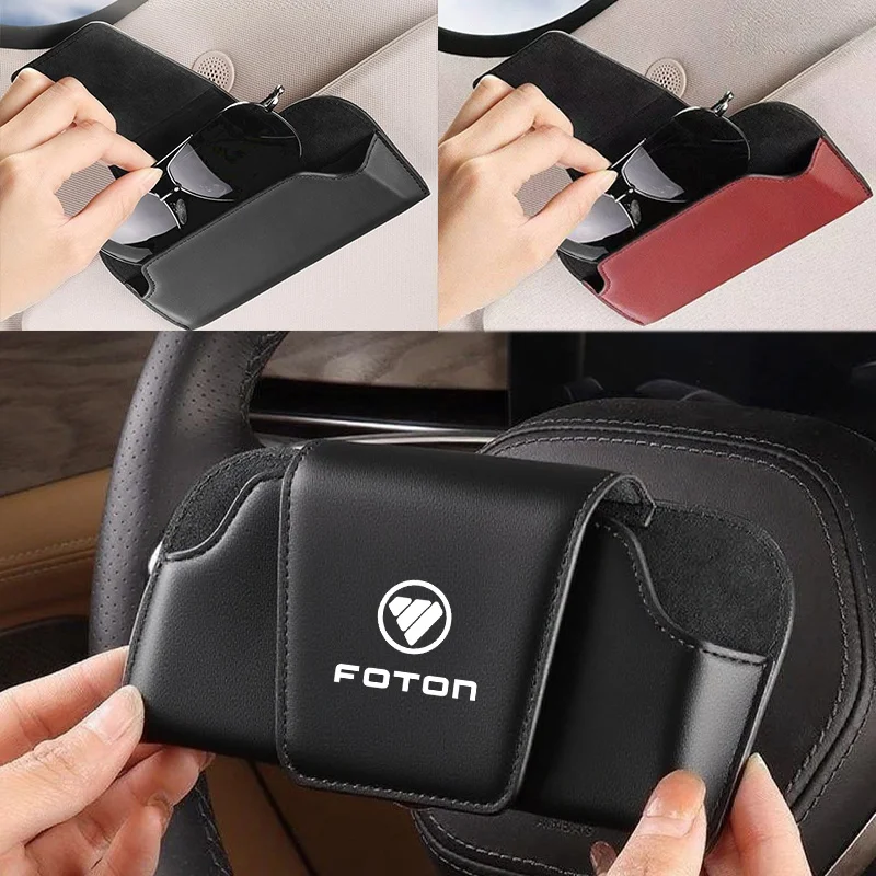 Suporte de Óculos de Sol em Couro para Quebra-Sol Automotivo, Estojo de Armazenamento para Foton Pickup, General Tunland G7 G8, Auman, Toano