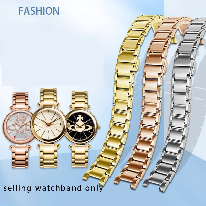 For Vivienne Westwood Empress Dowager Cixi female notch steel watchband stainless steel watch strap 14 * 7mm 16 * 8mm 18 * 10mm