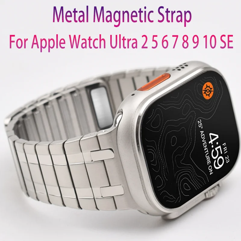 

Metal Strap For Apple Watch Ultra 2 49mm 10 9 8 7 6 5 SE Magnetic Stainless Steel Wristband iWatch 46mm 42mm 45mm 41mm 44mm 40mm