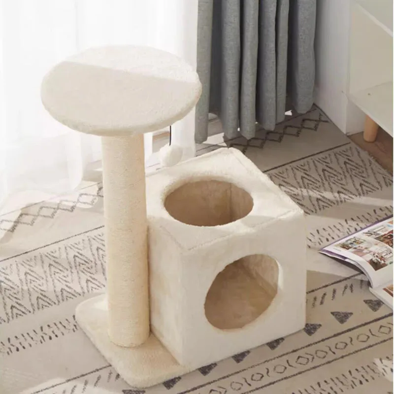 Cat climbing frame, cat nest, cat tree, solid wood integrated small cat frame, grab column board with nest, jumping platform