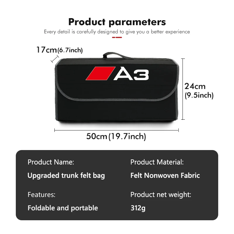 Car Trunk Storage Box Portable Travel Organizer Folding Bag For Audi S RS ABT A1 A2 A3 A4 A5 A6 A7 A8 view 6