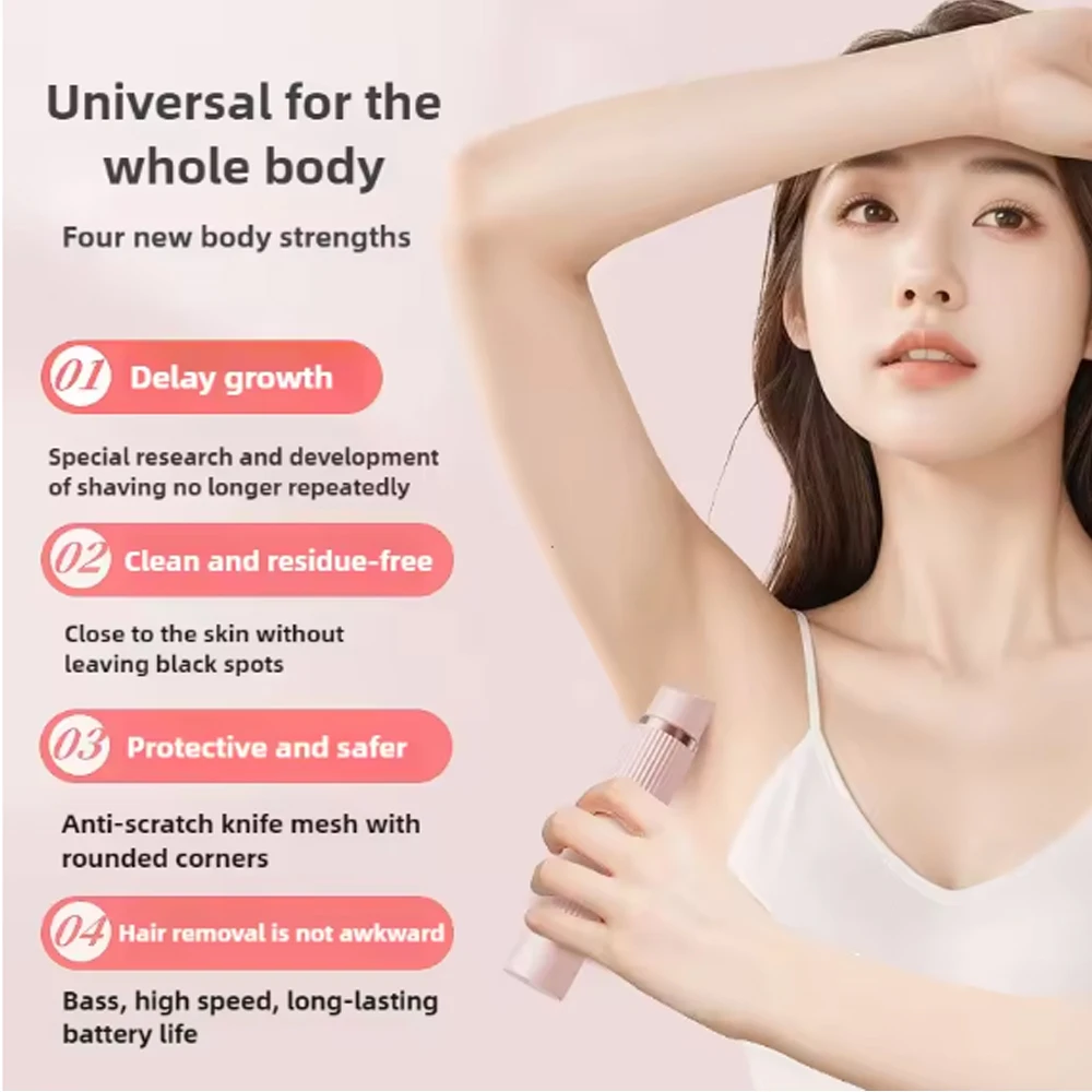 Cortadora de pelo eléctrica para mujer, zona privada de axilas, tijeras para pelo de piernas y cuerpo con raspador de doble cabeza, remo de pelo 2 en 1