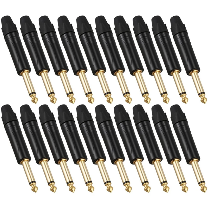 

Gold Plating 100Pcs Plug Mono Professional 2 Pole 6.35 Mm 6.5Mm Stereo Jack Plug For Neutrik 6.35Mm Jack Black