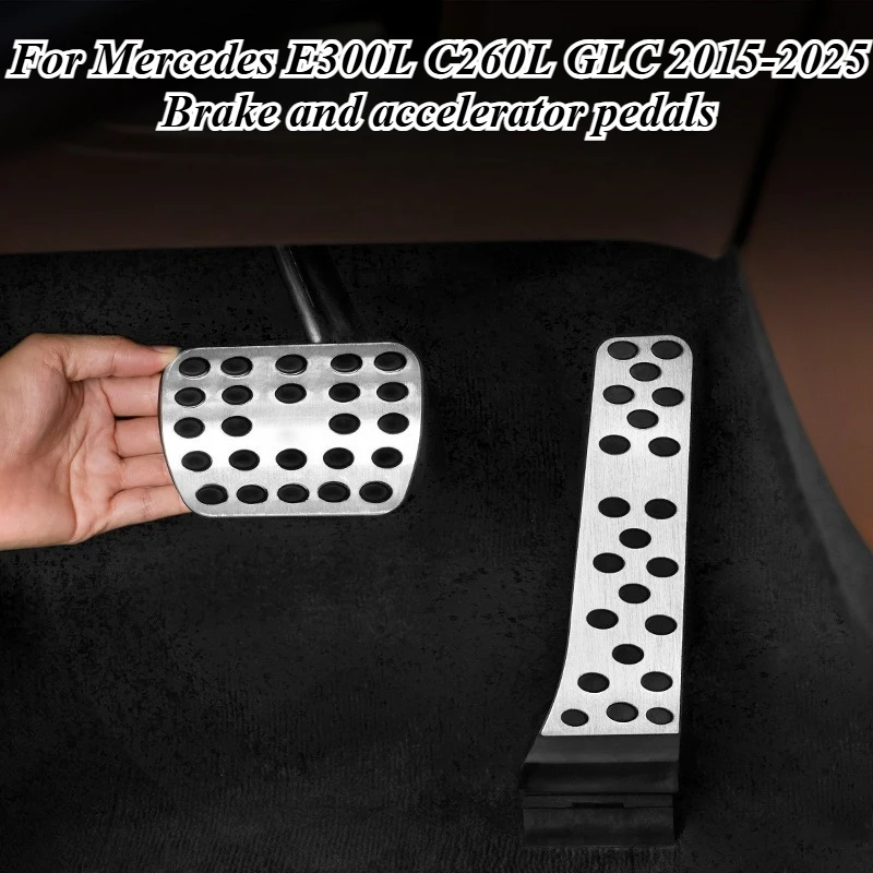 

For Mercedes E300L C260L GLC 2015-2025 Brake Accelerator Pedals Set Aluminum Alloy for EQE EQS GLE Interior Upgrade Non-Slip Car