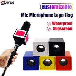 1pc Red/Black/Yellow/White/Blue ABS KTV Mic Microphone Logo Flag Station Square Shaped Interview 38mm