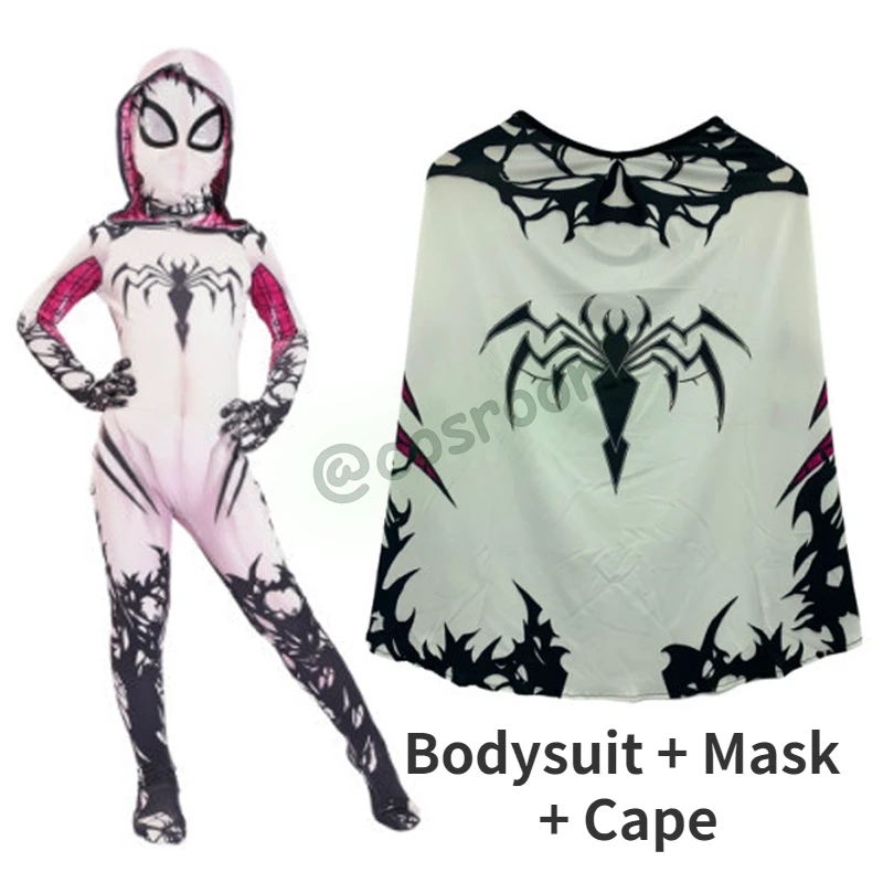 Spiderman Into The Spider Verse kostium dla dzieci Gwen Venom Cosplay Zentai garnitur superbohater body karnawałowe kostiumy imprezowe