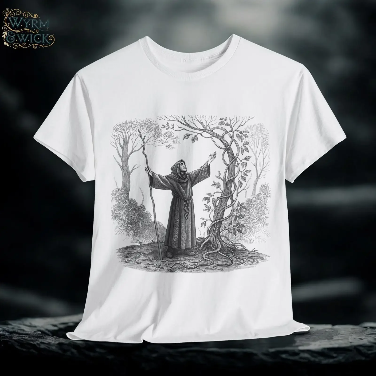 Druid Summoning Vines T Shirt Fantasy Nature Lover Cotton vintage Washed Unisex Top For Everyday Wear Comfortable Casual homme