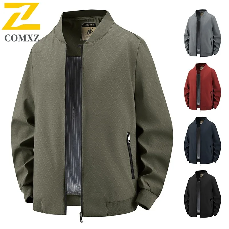 

COMXZ 2025, зимняя мужская одежда для папы среднего возраста, деловая повседневная куртка, модная стеганая куртка с воротником-стойкой и бриллиантами, теплая легкая ветровка