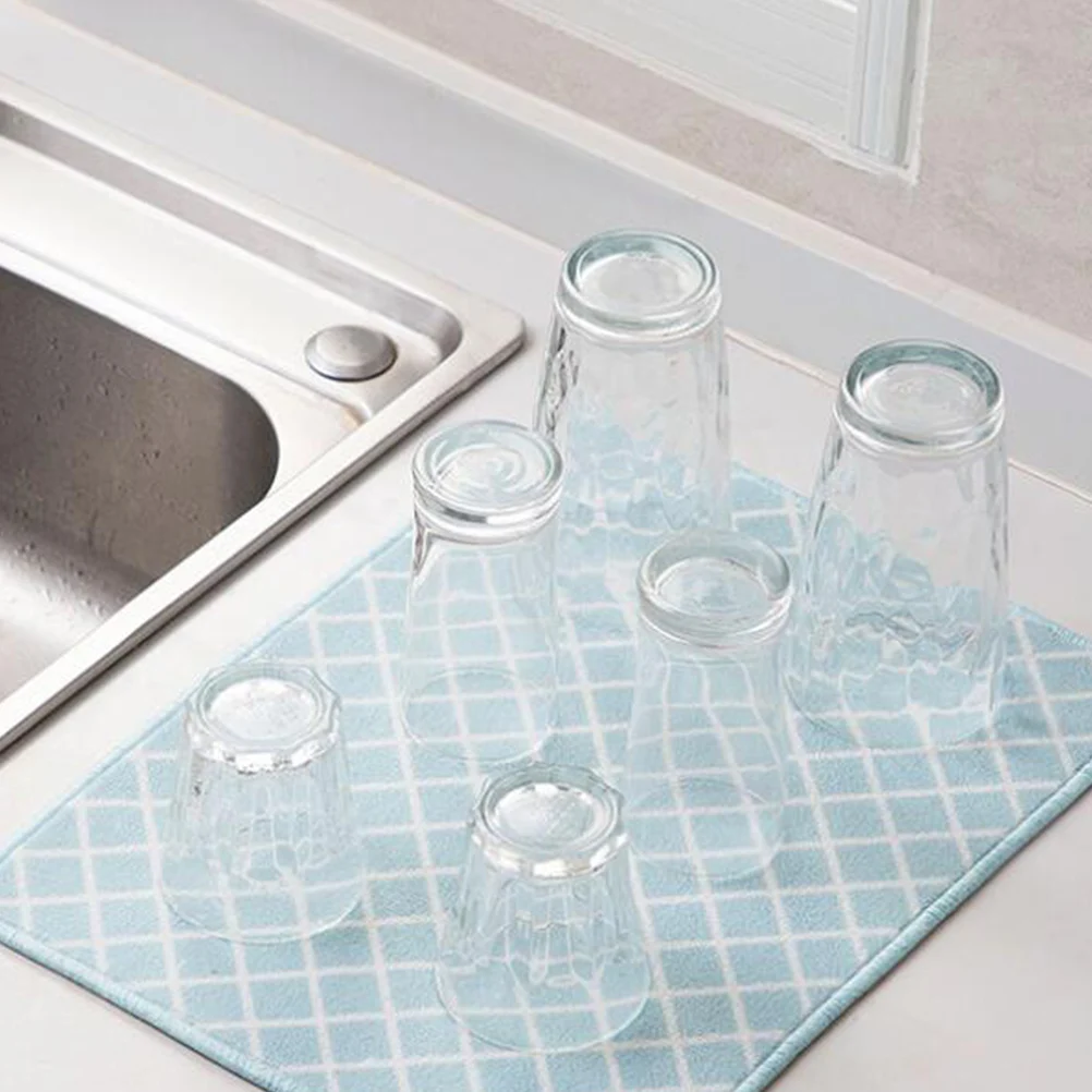 

Multipurpose Non Slip Drying Mat Absorbent Dish Drain Pad for Tableware Fruits Vegetables Kitchen Countertop Green