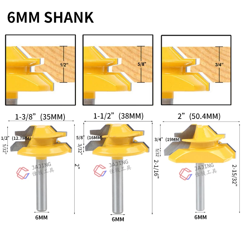 1pc 6mm shank 45 Degree Lock Miter Router Bit Tenon Milling Cutter Woodworking Tool For Wood Tools Carbide Alloy