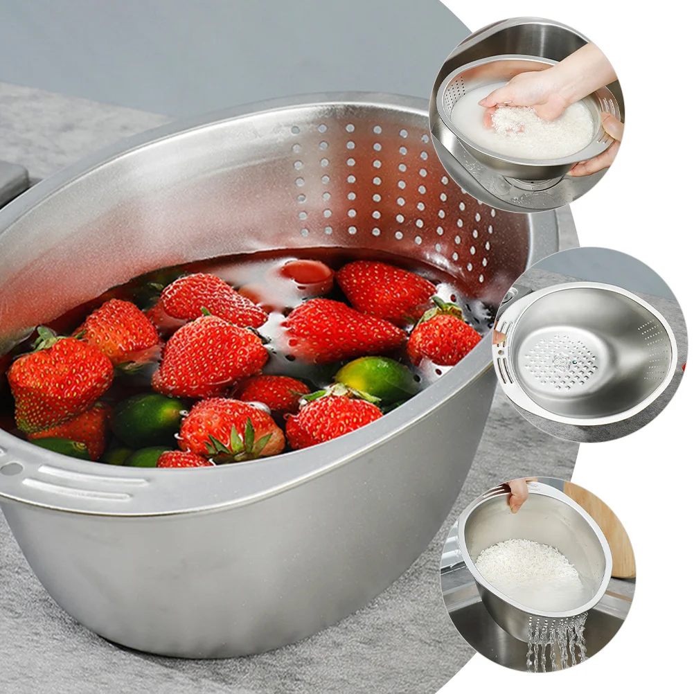

Stainless Steel Draining Basket 304 Metal Colander Vegetable Washing Cleaner Kitchen Supplies Fine Mesh Bowl Sifter Wire Drainer
