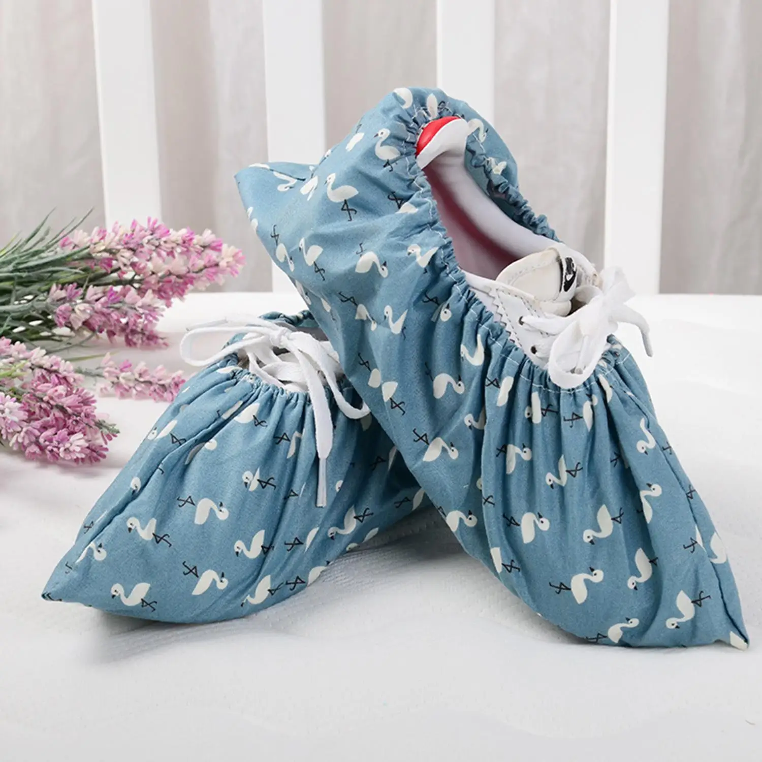 المنزلية داخلي الغبار واقية القماش غطاء الحذاء قابل للغسل مرونة الكبار القماش غطاء الحذاء غرفة الكمبيوتر غطاء حذاء قماش