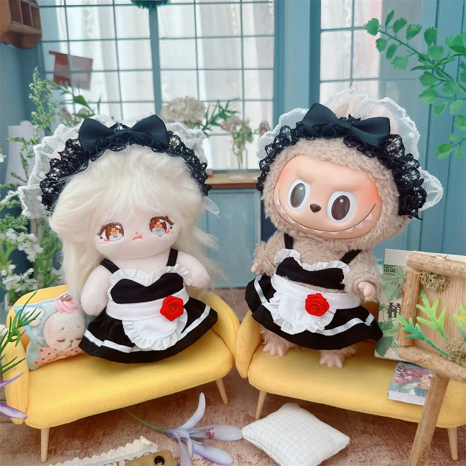 

10cm Doll Clothes for Rose Maid Sweet Dream 4Pcs Set Doll DIY Dress Up Plush Doll Can Change Clothes Games Cute Gifts for Girls