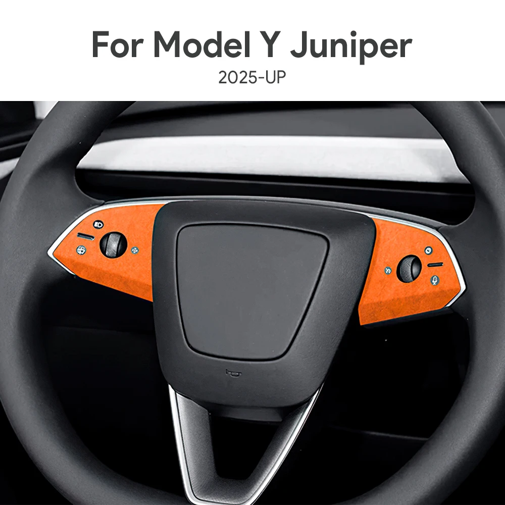 

for Tesla Model Y Juniper 2025 2026-Up Italian Top Suede Steering Wheel Panel Trim Stickers Car Interior Accessories
