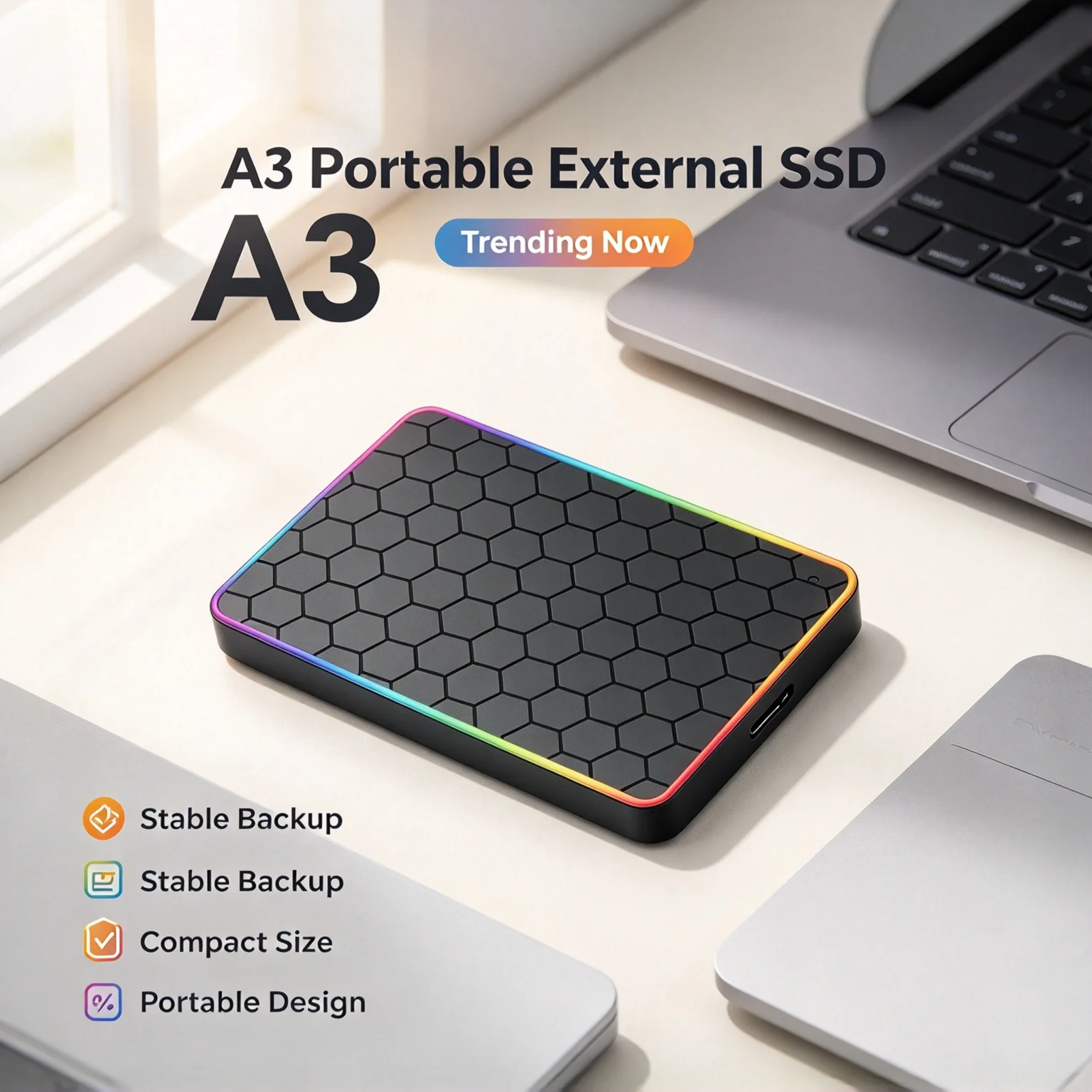 TOSHARA A3 Upgrade External Portable HDD, 500GB/1TB/2TB, USB 3.0, Black, Mechanical Hard Disk, Desktop, Laptop.