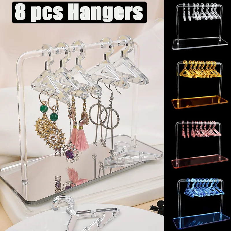 

8pcs Coat Hanger Acrylic Clear Display Racks Women Earrings Jewelry Hanging Clothes Rack Bracket Showcase Storage Manager Rack