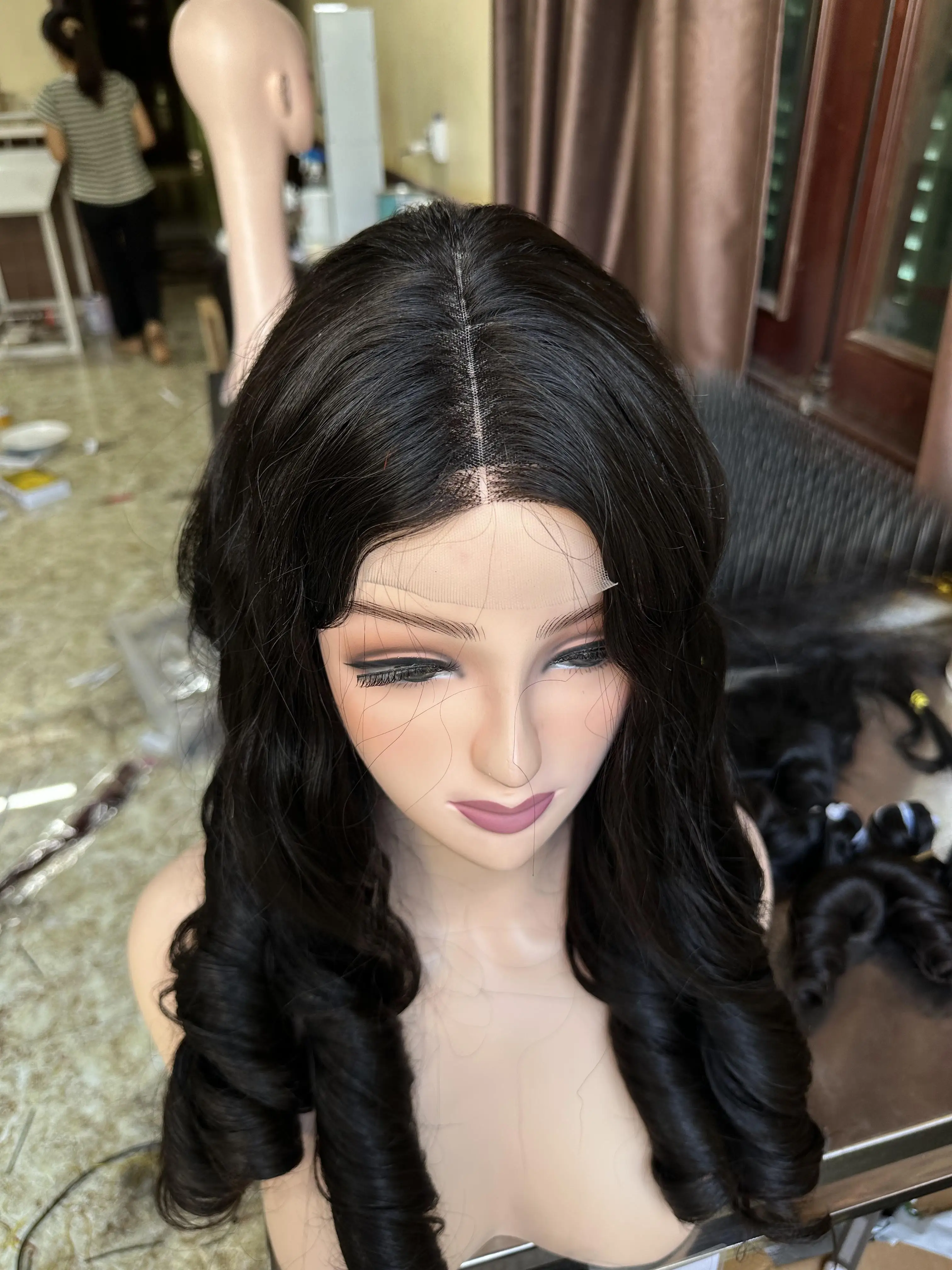 Tren panas! Wig rambut super ditarik ganda warna rambut keriting memantul tanpa diproses kualitas tinggi rambut mentah dari produsen Ike Nam