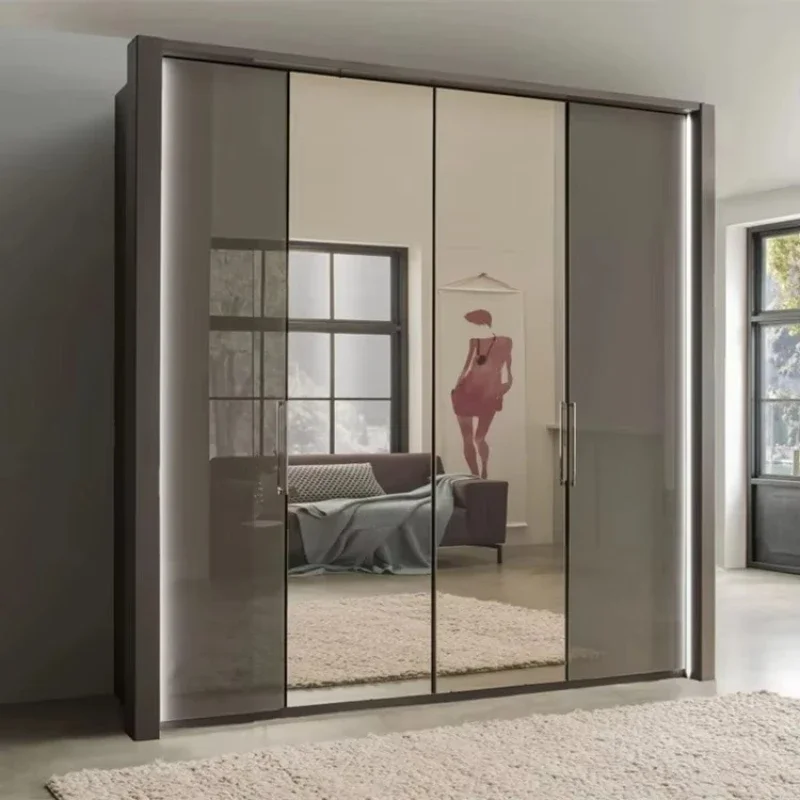 Hot Selling Modern Style Wardrobe Design Bus Sliding Doors with Mirror Wardrobe Bedroom Furniture