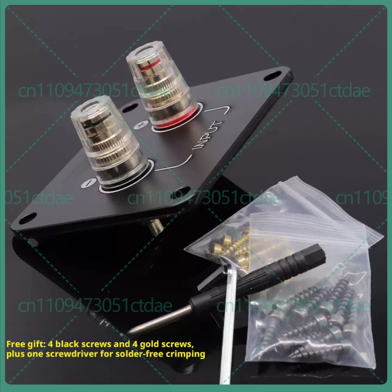 1-2pcs For 92x80mm Metal 2-Way Speaker Terminal Plate Brass Solderless Binding Posts