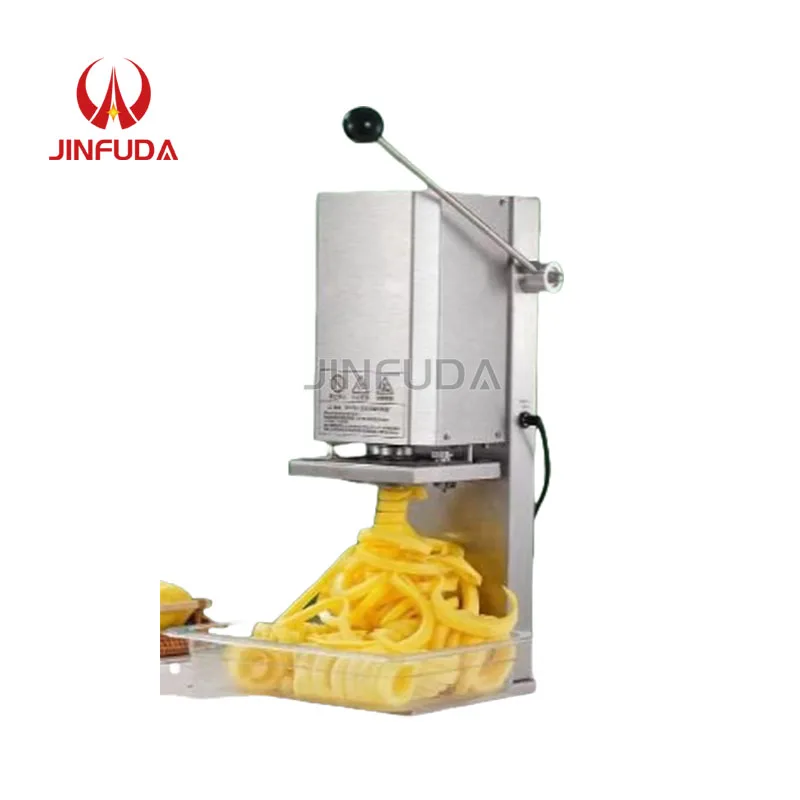 Stainless Steel Commercial 3-10 Mm Thickness Adjustable Spiral Potato Cutter Fries Machine for Curly Chips Curly French Fries