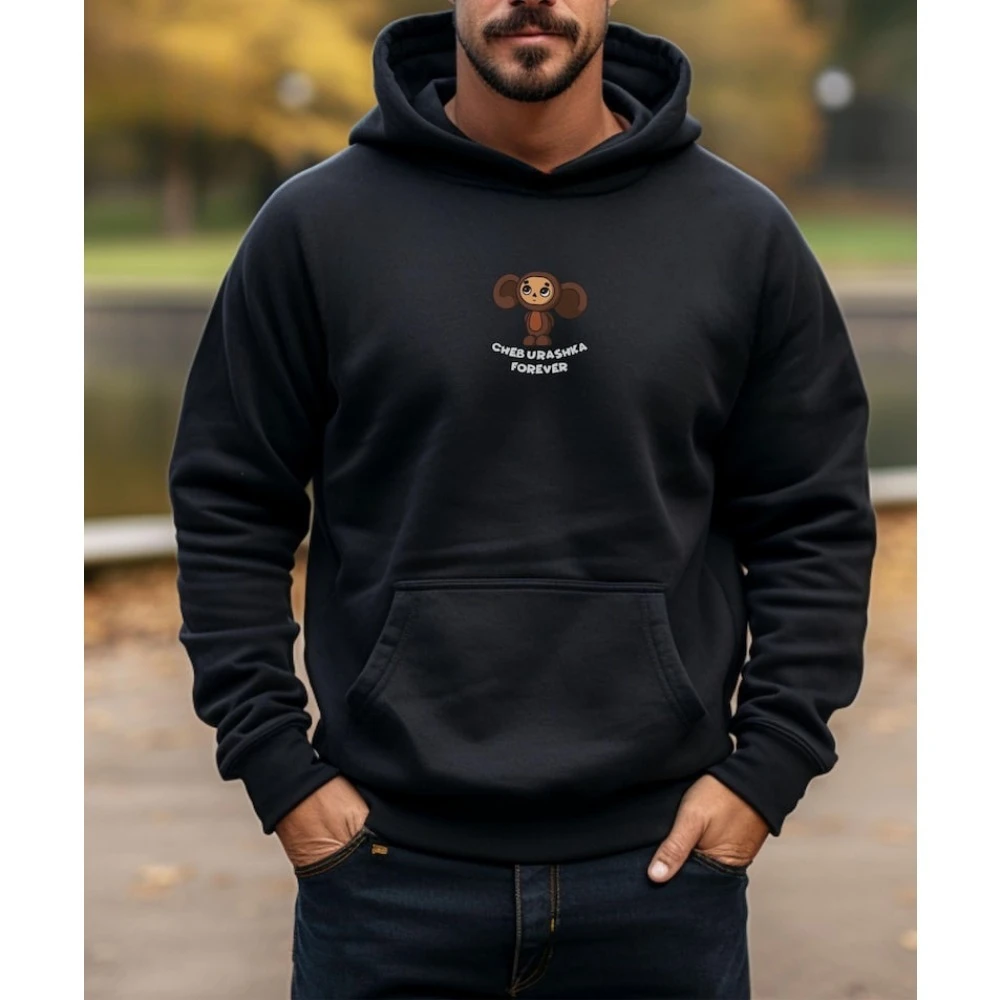 Cheburashka Forever Hoodie Russian Cartoon Pullover Long Sleeve Street Fashion Streetwear Sportswear  Clothes