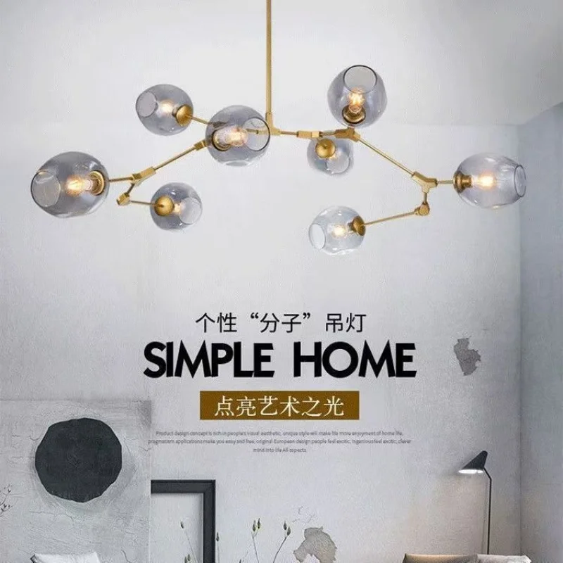 Nordic lighting modern and simple glass bar table lamp  molecular pendant light for clothing store front desk and dining table